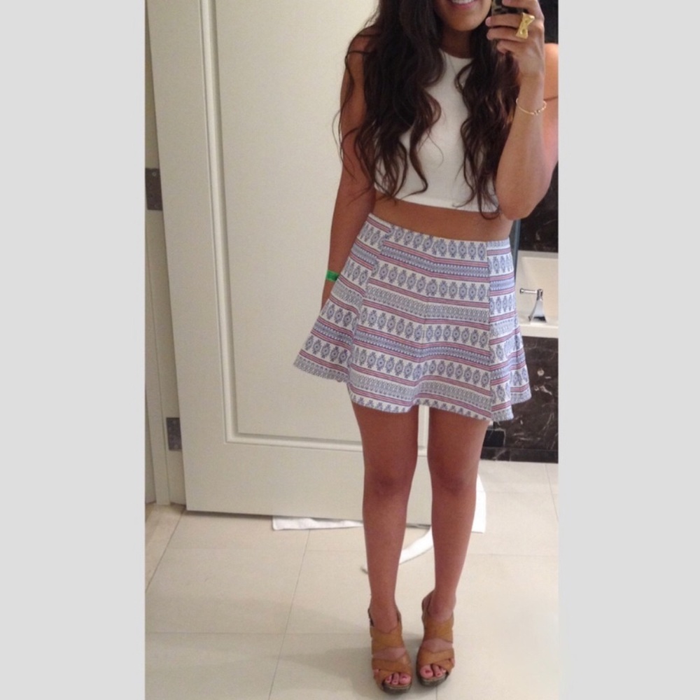 Lush A-Line Tribal/Aztec Print Mini Skirt